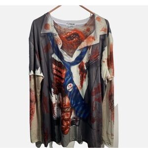 Spirit Men's Long Sleeve Horror Graphic Tee in Red and Black